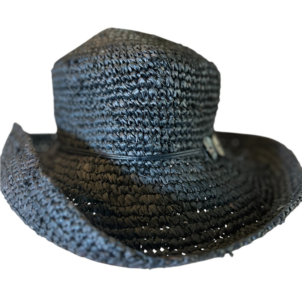 Nine West Black Straw Beach Hat 🆕